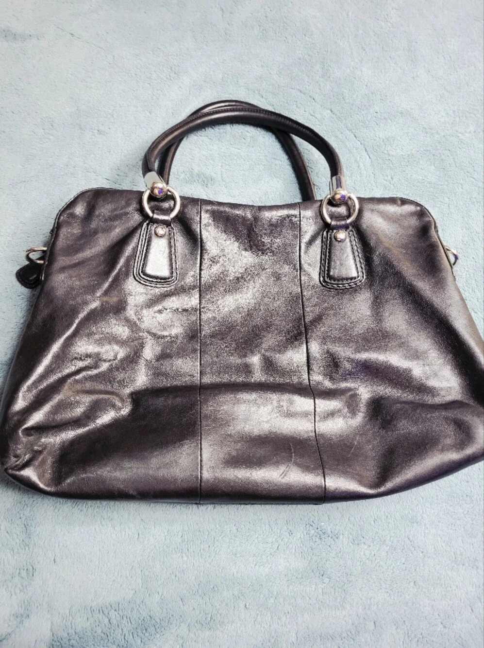 Vintage Coach Kristin Black Glove Tanned Leather Satchel Bag 14751